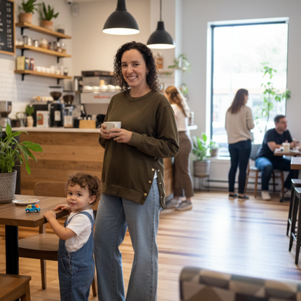 Sienna Maternity and Nursing Crewneck Sweatshirt -Adjustable Side Buttons
