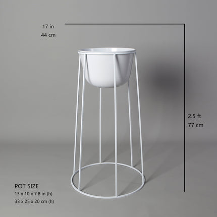 Nura White Raised Metal Pot Planter 2.5’
