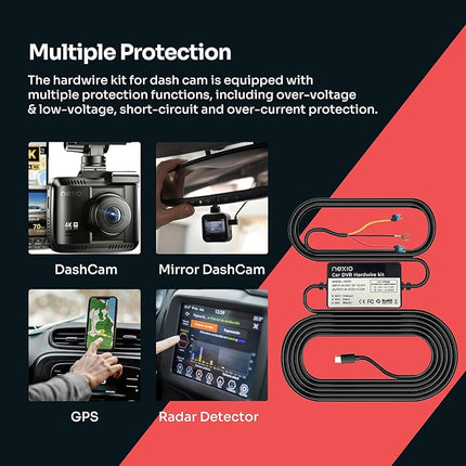 NEXIO HW05 TYPE-C HARWDIRE KIT Compatible with Nexio N5Pro, Azdome M660, M550Max, M550Pro, M300s, M560, M580