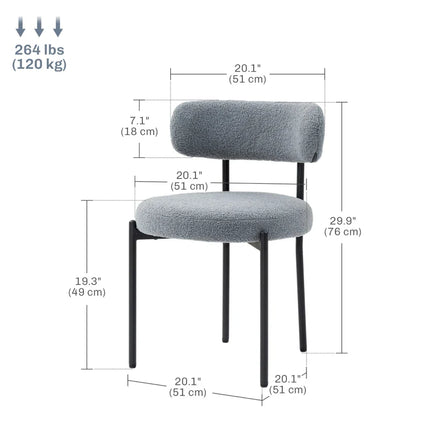 Cruz Modern Dining Chairs with Berber-Fleece Back-Set of 4-Grey