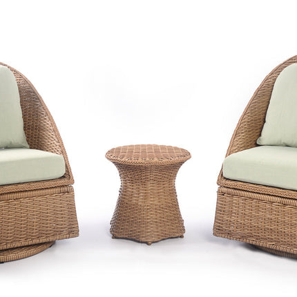 Emmett 3-Piece Wicker Outdoor Swivel Chair Bistro Set