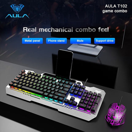 AULA Gaming Keyboard, T102 104 Keys Gaming Keyboard and Mouse Combo with RGB