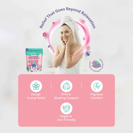 Zen & Hearth Period Cramp Relief Shower Steamers - Handcrafted Aromatherapy Tablets with Clary Sage, Lavender & Geranium for Period Pain Relief & Relaxation Made in Canada