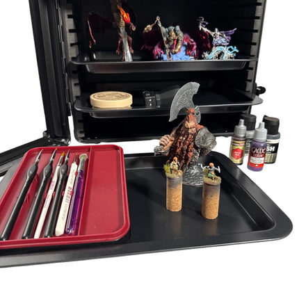 Aluminum Miniatures Display Case with 5 Magnetic Trays