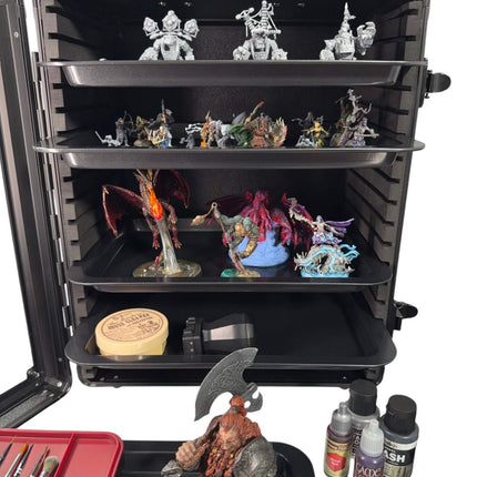 Aluminum Miniatures Display Case with 5 Magnetic Trays