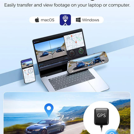 AZDOME PG17 Front and Rear 4K Mirror Dash Cam