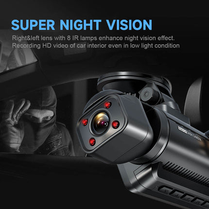 A365 Dash Cam, 4 Channel Camera FHD 1080Px4, Front, Left, Right and Rear, Front and Rear Inside, Built in GPS WiFi, Support 256 GB Max, Free 64GB Card, A365-4CH