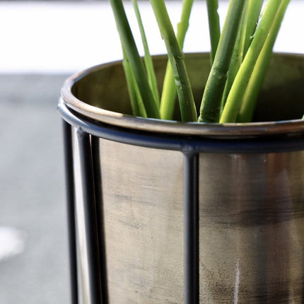 Neva - Brass Planter With Black Stand