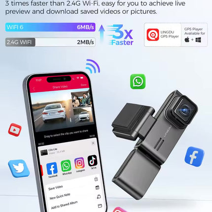 LINGDU C34 5G Wifi GPS 4K Dash Cam 2K+1080P+1080P Cam DVR Video Recorder GPS Parking Mode Dashcam Car Black Box
