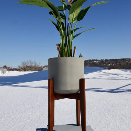 Lori Grey Mid-Century Planter With Wooden Stand