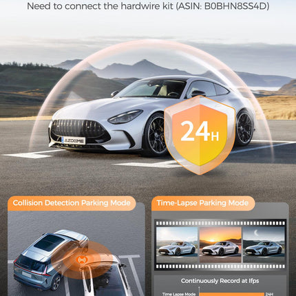 AZDOME M17 Pro 3.0 Inch  Time Lapse Front and Rear 1080p Dual Lens Car Dashboard Camera App Control Car Camera