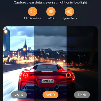 AZDOME M17 Pro 3.0 Inch  Time Lapse Front and Rear 1080p Dual Lens Car Dashboard Camera App Control Car Camera