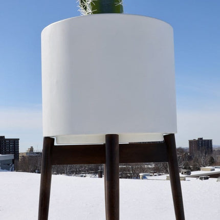 Zarita -Mid-Century Modern Plant Stand With White Planter