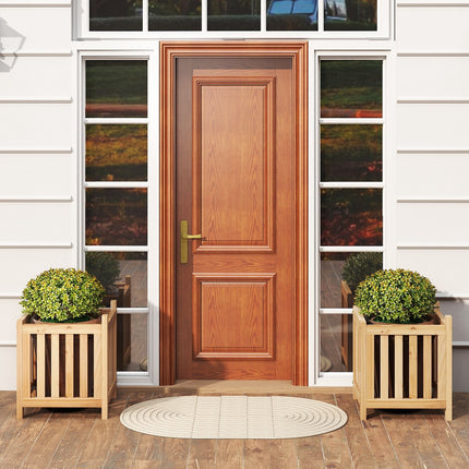 Patio Wooden Bench with Planter 2 Person Patio Bench-Natural