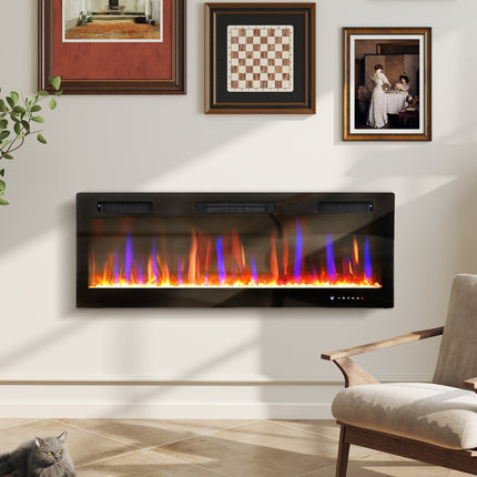 Marley 50" Thin Freestanding/Wall Mounted Electric Fireplace Heater with Eco Mode