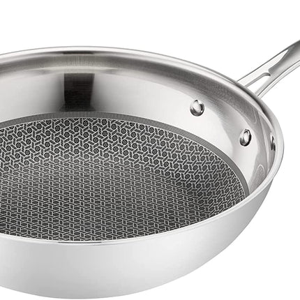 Poêle T-Fal hybride en maille 28 cm, extérieur en acier inoxydable avec revêtement anti-adhésif