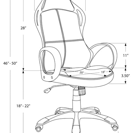 Chaise de bureau à multiple position de couleur noir et Tissu rouge