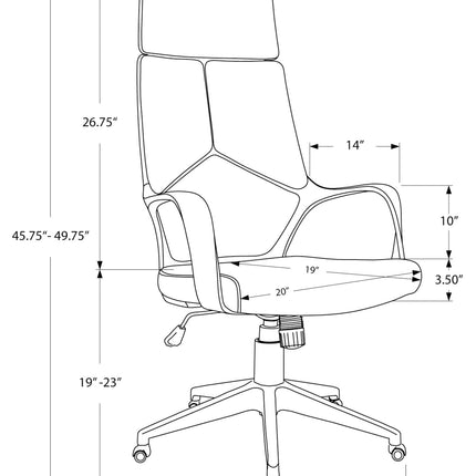 Chaise de bureau à dossier exécutif de couleur blanc et tissu gris