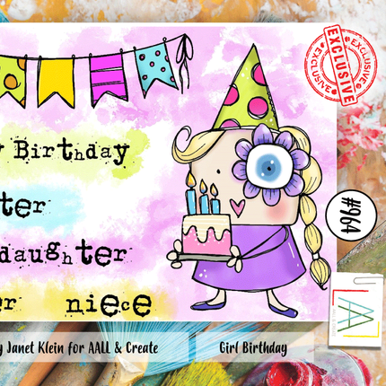 AALL and Create #964 - A7 Stamp Set - Girl Birthday