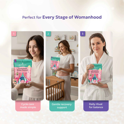 Zen & Hearth Period Cramp Relief Shower Steamers - Handcrafted Aromatherapy Tablets with Clary Sage, Lavender & Geranium for Period Pain Relief & Relaxation Made in Canada