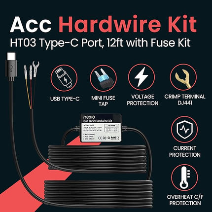 NEXIO HW05 TYPE-C HARWDIRE KIT Compatible with Nexio N5Pro, Azdome M660, M550Max, M550Pro, M300s, M560, M580