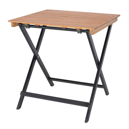 28 Inch Patio Folding Square Table with Slatted Tabletop for Backyard Porch