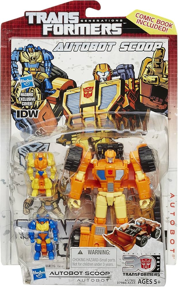Transformers Generations Deluxe AutoBot Scoop Action Figure and Comic Book