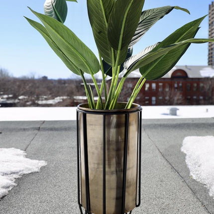 Neva - Brass Planter With Black Stand
