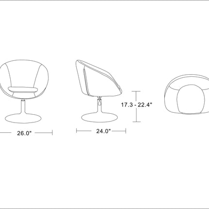 Chandra Swivel Adjustable Faux Leather Accent/Office Chair - White