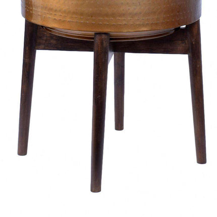 Adora -Mid-Century Modern Plant Stand With Brass Planter