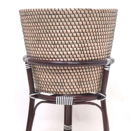 Ayu - Boho Floor Planter On Wooden Stand