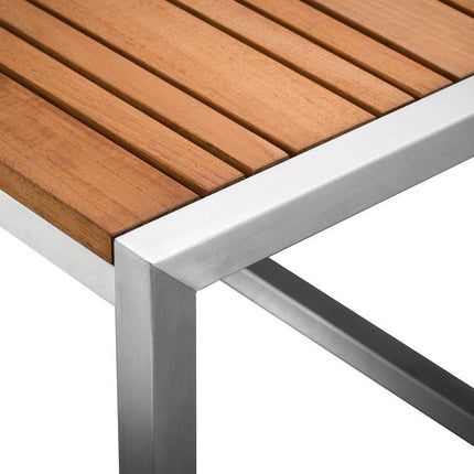 Pine Stainless Steel & Teak Outdoor Sling 2 Chairs Bistro Set