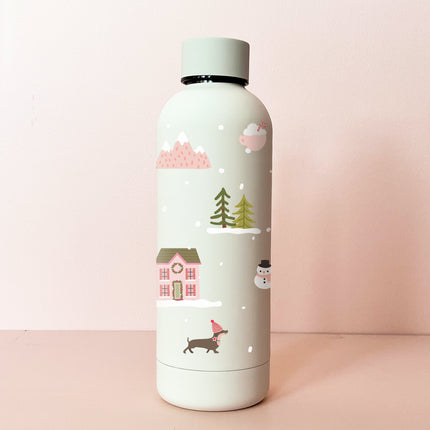 Bouteille isotherme 17oz - crème Noël au chalet