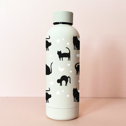 Bouteille en acier inox 17oz - crème Chats noirs