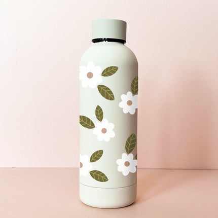 Bouteille en acier inox 17oz - crème Fleurs maxi blanches