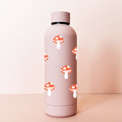 Bouteille en acier inox 17oz - rose Mini champignons