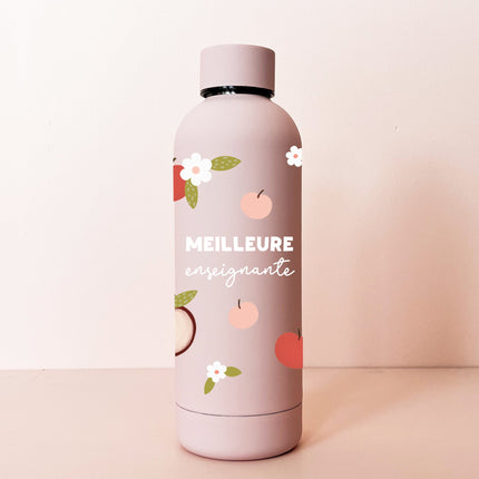 Bouteille isotherme 17oz - rose pâle Meilleure enseignante - pommes