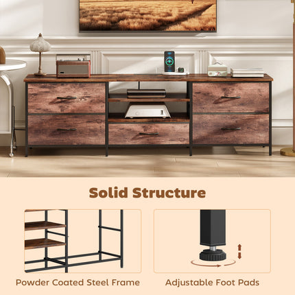 Jamie TV Stand with Charging Station for TVs up to 70 Inches-Rustic Brown