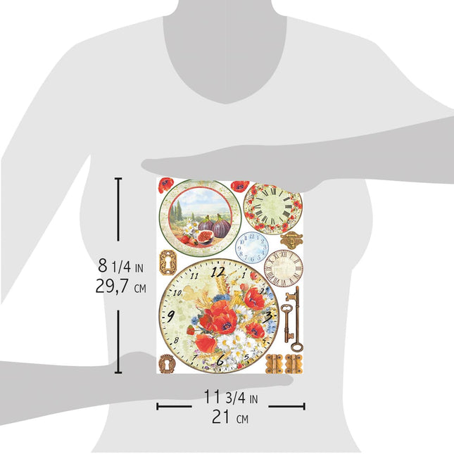 Ciao Bella Rice Paper A4 Tuscan Clocks