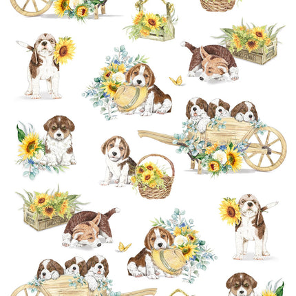 Ciao Bella Rice Paper A4 Piuma Adorable Puppies - 5 Sheets