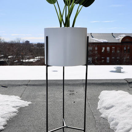 Cira - White Mid-Century Planter With Black Metal Stand (Multiple Sizes)
