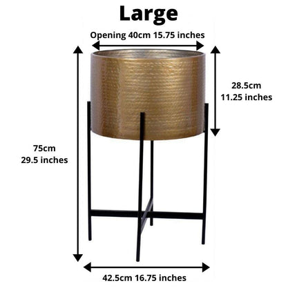 Chava - Brass Mid-Century Planter With Black Stand (Multiple Sizes)