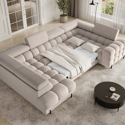 Fectory Sectional Storage Sleeper Chaise Sofa - Beige