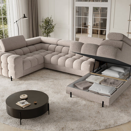 Fectory Sectional Storage Sleeper Chaise Sofa - Beige