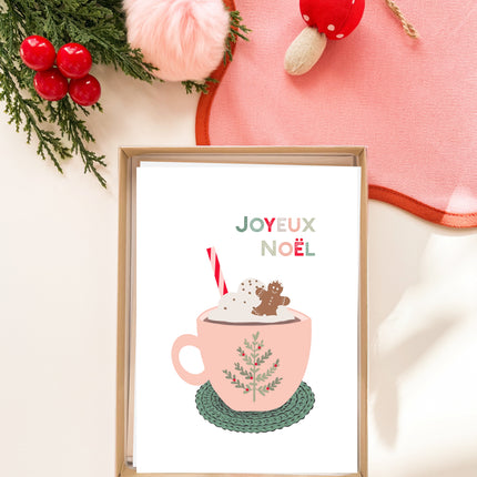 Coffret de 6 cartes de Noël pliées - Café de Noël