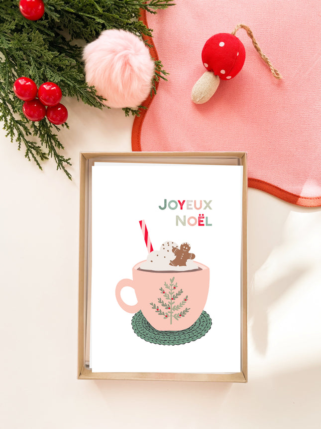 Coffret de 6 cartes de Noël pliées - Café de Noël