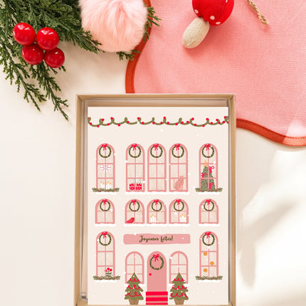 Coffret de 6 cartes de Noël pliées - Façade festive