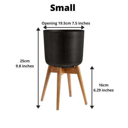 Coyo - Brass Turned Wood Leg Planter Black (Multiple Sizes)