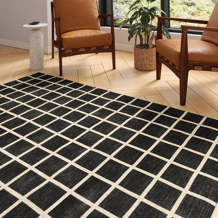 Caper Black Natural Checkered Rug