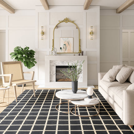 Caper Black Natural Checkered Rug